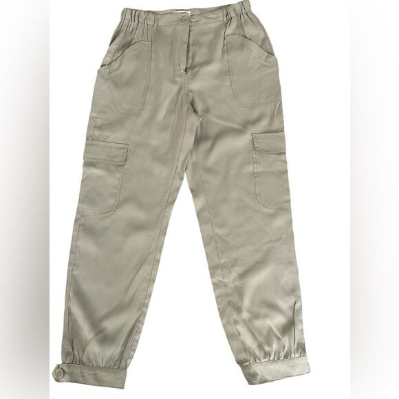 Max Studio- Cargo pants with button ankle. Size: Large Color: Sage - Picture 1 of 13